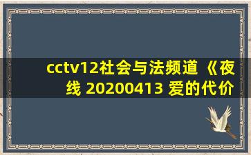 cctv12社会与法频道 《夜线 20200413 爱的代价》